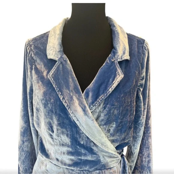 Free People Viola sky blue crushed velvet romper - Picture 4 of 16